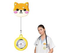 1 Pezzi Orologio da Infermiere in Silicone, Orologio da Taschino per Infermieri con Spilla Badge Reel Clip, Impermeabile Adatto per Medici, Infermieri, Paramedico-Simpatico motivo Shiba Inu
