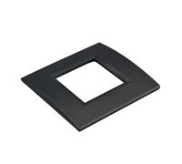 1 Pezzi Placca Plastica Quadrata, 2 Moduli Posti Per Scatola 502, Compatibile Con Bticino Living Light, Colore Nero, Serie MBL