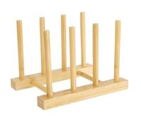 1 Pezzi Portapiatti,Scolapiatti Legno,Portapiatti da Appoggio,Scola Bottiglie,Scolapiatti in Legno di Bambù,per Stoviglie in Bambù per Piatti,Tazze,CD,Bicchiere per Vino,Libro(3 Scanalature)