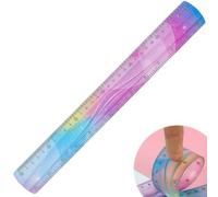 1 Pezzi Righelli Flessibili,Righello Scuola Elementare Trasparente Colorato Pieghevole In Plastica,Per Adulti,Con Pollici e Centimetri,Per Scuola,Ufficio,Casa,30cm