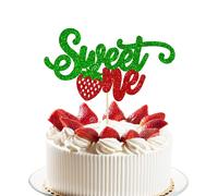 1 pezzi Strawberry 1 compleanno Topper Topper Glittergreen e rosso dolce Sweet One First Birthday Strawberry Cake Pick per il tema dolce a tema da