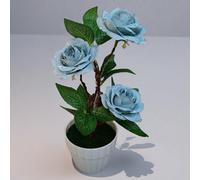 1 pezzo/1 set Rose artificiali in seta con gocce di rugiada, 3 teste di rose, pianta in vaso finta, decorazione floreale finta per la casa, pianta verde finta rosa rossa,Viola,rosa,rosso,blu,albicocca