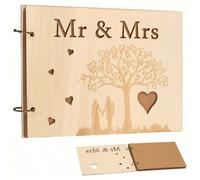 1 pezzo, 10/30 fogli (20/60 pagine), album degli ospiti da matrimonio in legno con incisione personalizzata, album delle nozze, regalo di nozze per signori e signore, album degli ospiti per matrimonio