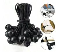 1 pezzo/10 pezzi/20 pezzi Corda elastica in nylon ad alta resistenza con gancio a metallica - Resistenza alla trazione 55,34 kg, corda elastica nera impermeabile, adatta per picchetti da tenda, attrez