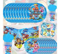 1 pezzo/10 pezzi/6 pezzi Set di forniture per feste a tema Paw Patrol blu, inclusi piatti di carta, tovaglia e decorazioni a spirale appese, adatto per feste, rientro a scuola, laurea, compleanni, sto