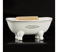 1 pezzo 14,5 cm Mini ceramica Clawfoot doppia estremità vasca da bagno portasapone decortativo (stile 02)