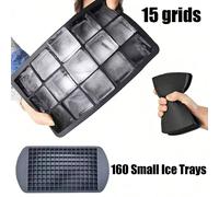 1 pezzo 15 vaschette per ghiaccio/160 piccole vaschette per ghiaccio in silicone, stampo per cubetti di ghiaccio minimalista nero per frigorifero, essenziale per il ritorno a scuola 15 griglie 1 pezzo
