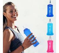 1 Pezzo 150ml/250ml/500ml Bottiglia d'acqua morbida portatile e pieghevole sportiva in colore blu menta per uomini e donne adatta a correre, campeggio e fitness Azzurro-150ml,Azzurro-250ml,Azzurro-500