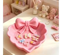 1 pezzo/2/4/6 pezzi Vassoio portagioie mini a forma di cuore stampato in 3D con fiocco rosa. Per conservazione di gioielli, decorazione da scrivania, cassettiera, comodino, regalo ideale per San Valen
