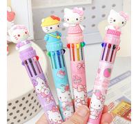 1 pezzo/2 pezzi/3 pezzi/6 pezzi/10 pezzi/20 pezzi Stile Sanrio a 10 colori, Kitty, colorato, premi la penna, articoli di cancelleria per ufficio, regali di Natale per bambini (le parti potrebbero esse