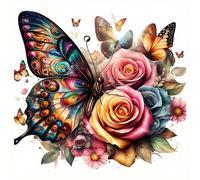 1 pezzo/2 pezzi/3 pezzi Adesivi termoadesivi da ferro, decorazioni a caldo, trasferibili, con fantasia di fiori e farfalle colorati, lavabili, per applicare su t-shirt, jeans, zaini, abbigliamento com