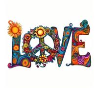 1 pezzo/2 pezzi/3 pezzi Adesivo termoadesivo con design creativo del segno della pace e della lettera LOVE, applicabile su giacca, maglietta, borsa, cappello, decorazione di cuscini L,L+S,S(3PZ)Policl