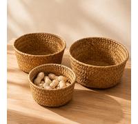 1 pezzo/2 pezzi/3 pezzi Cestino di immagazzinaggio intrecciato, Cestino organizzatore per zenzero e aglio in cucina, Cestino di immagazzinaggio rotondo per stoviglie all'ingresso, Cestino organizzator