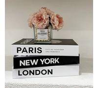 1 pezzo/2 pezzi/3 pezzi Finto libro pieghevole decorativo, con testo in inglese su Parigi/Londra/New York, libro artificiale di moda come decorazione, modello di artigianato per caffè, hotel, casa, uf
