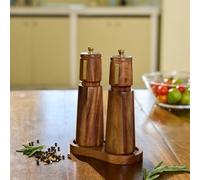 1 pezzo/2 pezzi/3 pezzi Set di macinacaffè manuale, Macinapepe in legno per uso domestico, Per ristorante pepe nero, Macina sale marino A S+P,S+P+Base a forma di 8 in legno di acacia,Shangpin S+P,1PC-