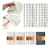 1 pezzo/2 pezzi/4 pezzi Asciugamano da cucina/tè/tovaglia rettangolare nero (40x60 cm), set con semplice motivo jacquard a righe e quadretti, grande e multifunzionale, può essere usato come tovagliolo