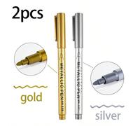 1 pezzo/2 pezzi/4 pezzi Penna segnaposto in oro/argento, penna per dipingere, penna per graffiti fatti a mano, penna per firme, pennarello, adatta per bottiglie di vetro, bicchieri da vino, matrimoni,