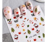 1 pezzo/2 pezzi/4 pezzi Questi adesivi per unghie in stile INS presentano una varietà di motivi natalizi affascinanti, tra cui renne, Babbo Natale, campanelle e alberi di Natale. I disegni carini e vi