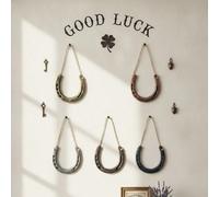 1 pezzo/2 pezzi/5 pezzi Ciondolo in ghisa forgiato a mano a forma di ferro di cavallo, con accessori per l'installazione, amuleto portafortuna vintage per l'Anno del Cavallo e benedizioni per il matri