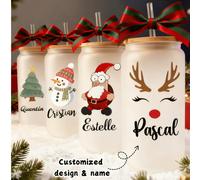 1 pezzo/2 pezzi 500ml Bicchieri da caffè personalizzati natalizi con coperchio e cannuccia, bicchieri da Ognissanti, con motivi personalizzati di Babbo Natale, fiocchi di neve, alberi di Natale, ghirl