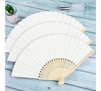 1 pezzo/2 pezzi/6 pezzi/12 pezzi/24 pezzi Ventaglio pieghevole, Ventaglio di carta bianco, Ventaglio di bambù, Ventaglio pieghevole bianco da matrimonio, Ventaglio a mano pieghevole, Ventaglio di cart