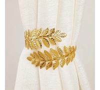 1 pezzo/2 pezzi Anelli per tende con foglie metalliche dorate e argento, fermatende, accessori per tende, corda da legare, corda da annodare, set di accessori alla moda per la decorazione della casa,