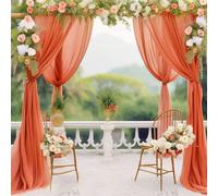 1 Pezzo/2 Pezzi Arancione Tenda a Pannello per Matrimonio in Rete di Poliestere, Tenda Trasparente in Tulle Morbido, Tende Trasparenti 75*300/75*600cm, Tende Versatili, Tessuto per Cortile, Accessori 