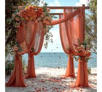 1 Pezzo/2 Pezzi Arancione Tenda a Pannello per Matrimonio in Rete di Poliestere, Tenda Trasparente in Tulle Morbido, Tende Trasparenti 75*300/75*600cm, Tende Versatili, Tessuto per Decorazioni, Access