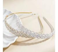 1 pezzo/2 pezzi Fascia per capelli stile tiara da sposa - Fascia per capelli con cristalli decorati in oro/argento, accessorio di lusso per capelli per la stagione dei matrimoni, Fascia per capelli, c