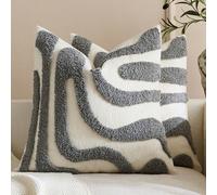1 pezzo/2 pezzi Federa per cuscino decorativo boho moderno Japandi Wabi Sabi con ricamo a rilievo, linee curve astratte 3D, texture neutra beige crema, per divano, camera da letto, soggiorno, 30*50cm
