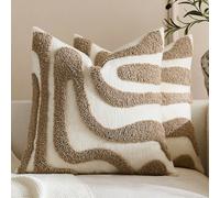 1 pezzo/2 pezzi Federa per cuscino decorativo boho moderno Japandi Wabi Sabi con ricamo a rilievo, linee curve astratte 3D, texture neutra beige crema, per divano, camera da letto, soggiorno, 30*50cm