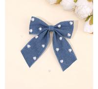 1 pezzo/2 pezzi Fermagli per capelli con fiocco blu, accessori per capelli con margherita in denim, fermagli per capelli per bambini, decorazioni per capelli a coda di rondine, regalo per la migliore 