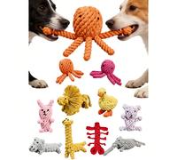 1 pezzo/2 pezzi Giocattoli per cani intrecciati a mano e colorati, forme di animali carini come orso, polpo, anatra, giraffa, aragosta, cucciolo, elefante per attirare l'attenzione dell'animale domest