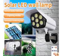 1 pezzo/2 pezzi Luce solare da esterno con sensore di movimento, 2000 lumen, 77 faretti LED, con telecomando, 3 modalità di illuminazione, faro senza fili che simula una telecamera di , adatto per hot