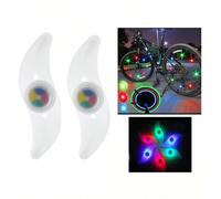 1 pezzo/2 pezzi Luci per ruote della bicicletta, luci di avvertimento per la guida notturna, luce posteriore a LED al neon per ruota anteriore e posteriore, accessorio 1 confezione,2 pacchiABS