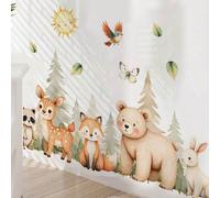 1 pezzo/2 pezzi, Multi-dimensione, Adesivo da parete in PVC, Scimmia che ama imparare, Animali della foresta, Leone che si arrampica, Piccoli animali sotto un grande albero, Adesivo da parete autoades