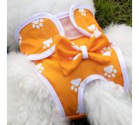 1 pezzo/2 pezzi Mutandine mestruali per cani e gatti femmina con zampa e fiocco arancione, adatte per animali domestici piccoli/medi, anti-molestie L,M,S,XL,Confezione da 2 taglia M,Taglia L 1 pezzo,T