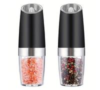 1 pezzo/ 2 pezzi set di macina sale e pepe elettrico, macinapepe o macinasale, grossolanezza regolabile, alimentato a batteria, con luce a LED, funzionamento automatico a una mano, in acciaio inossida