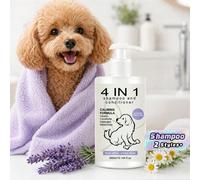 1 pezzo/2 pezzi Shampoo e balsamo 4 in 1 per cani, formula calmante alla lavanda e camomilla, pulisce, condiziona, districa e idrata, shampoo delicato per animali domestici a base vegetale per tutti i