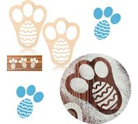 1 pezzo/2 pezzi stencil a forma di coniglietto di Pasqua per dipingere sul prato, stencil per orme di coniglio di Pasqua in legno, stencil per le uova, modello riutilizzabile a forma di zampa di conig