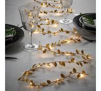 1 pezzo - 200 cm 20 LED/500 cm 50 LED Luci a stringa di foglie dorate finte, per feste di compleanno, matrimoni, decorazioni per vacanze (batterie non incluse), San Valentino, regali, laurea, piante f