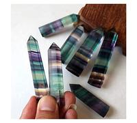 1 pezzo 3-12 cm cristalli naturali a strisce colorate fluorite quarzo pietra di cristallo esagonale bacchetta decorazione della stanza regalo per gli uomini) collezioni per la casa (colore: 11,1-12 cm