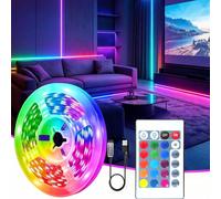1 pezzo 3.28FT/9.8FT/16.4FT/32.8FT/65.6FT Striscia LED RGB5050 a 24 Tasti con Telecomando, Luce Decorativa per Festival, Feste, Camera, Cucina, TV, Decorazione per la Casa 1 m,3 m,5 m,10 m,15m,20mRame
