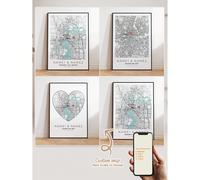 1 pezzo/3 pezzi cartellone personalizzato moderno con mappa della città, regalo commemorativo di coppia per la Festa della Mamma, dove tutto è iniziato, cornice in lega di alluminio, tela dove ci siam