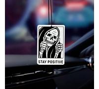 1 pezzo/3 pezzi Deodorante per auto stile gotico a forma di pan di zenzero - Disegno a teschio con testo "STAY POSITIVE", fragranza a base di alcol per auto e decorazione domestica, ornamento appeso d
