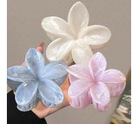 1 pezzo/3 pezzi Fermagli per capelli da donna con texture di marmo e fiore di margherita da 8 cm, accessori per capelli eleganti per coda di cavallo e acconciatura raccolta Ros blu+bianco,blu,rosa,Bi