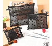 1 pezzo/3 pezzi Set di borse da viaggio, borsellini e pochette per cosmetici a forma di cuore in velluto e rete, per vacanze al mare, bagno e camera da letto, con ampia capacità L,M,S,Imposta (S+M+L)P