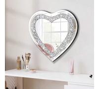1 pezzo 30x30 cm Specchio acrilico a forma di cuore - Specchio asimmetrico bifronte argento con frammenti di cristallo, spessore 2 mm, decorazione multifunzionale adatta per casa, garage, camera da le