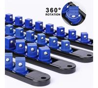 1 pezzo 360 ° Organizzatore di prese girevoli 1/4 3/8 1/2 Presa di qualità premium Clip Supporto per binario Presa Supporto scorrevole Manicotto Rail Rack Strumenti