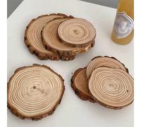 1 pezzo / 4 confezioni / 6 pezzi Pezzi di legno naturale non lavorato, set di sottobicchieri/portacandele con cerchio e corteccia, di stile unico e durevole, con grana del legno, ideale per casa, uffi